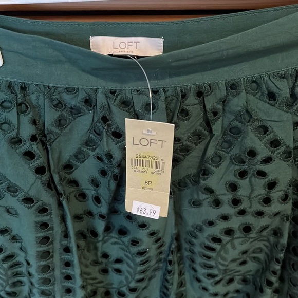 NWT petite Ann Taylor Loft cotton eyelet skirt in hunter green - Picture 4 of 8